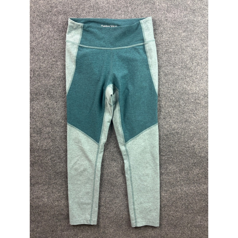 Outdoor Voices Madewell Leggings Womens Small Green Colorblock 7/8 High Rise
